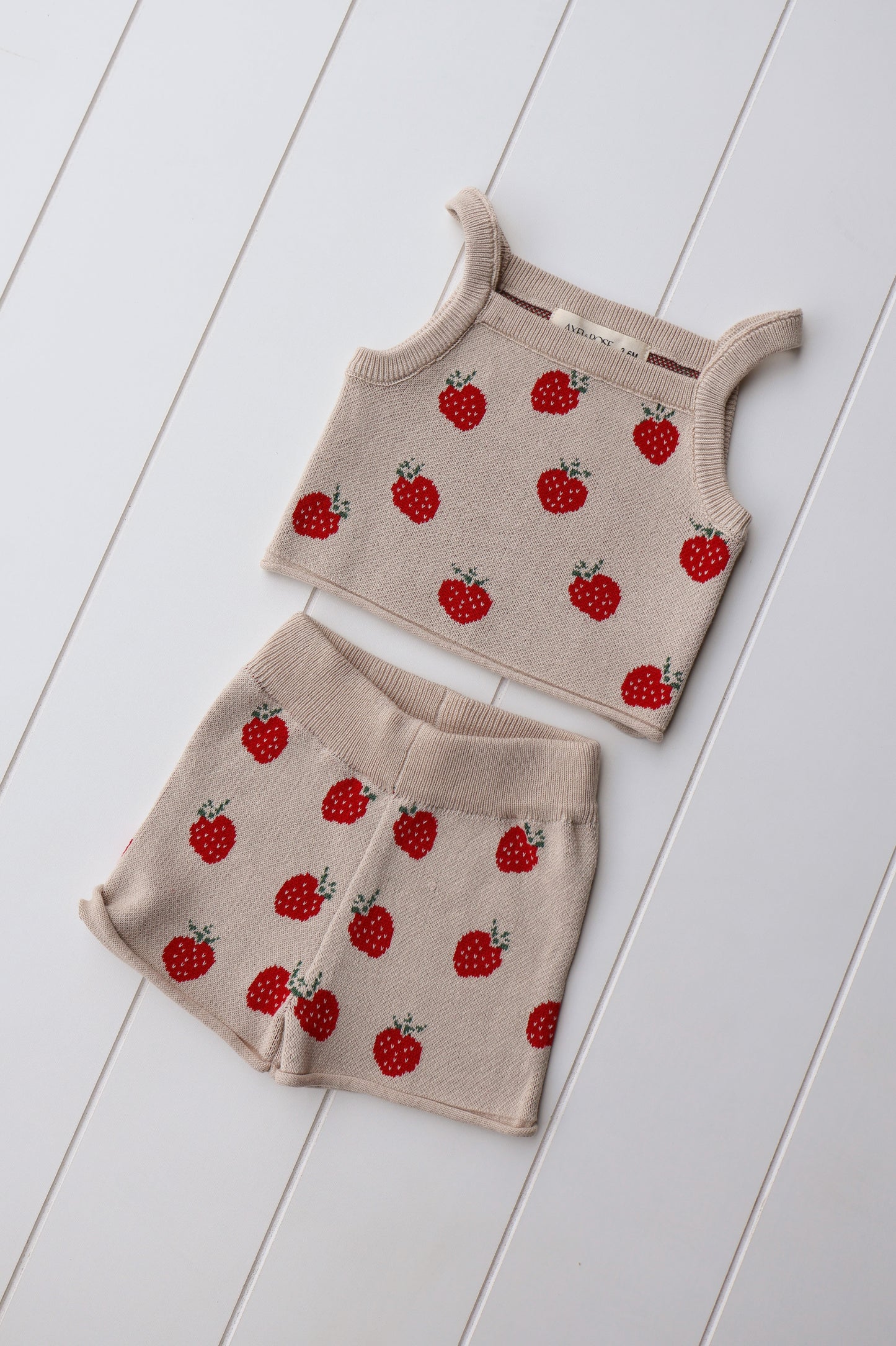 Spring Knit Strawberry Two Piece Set