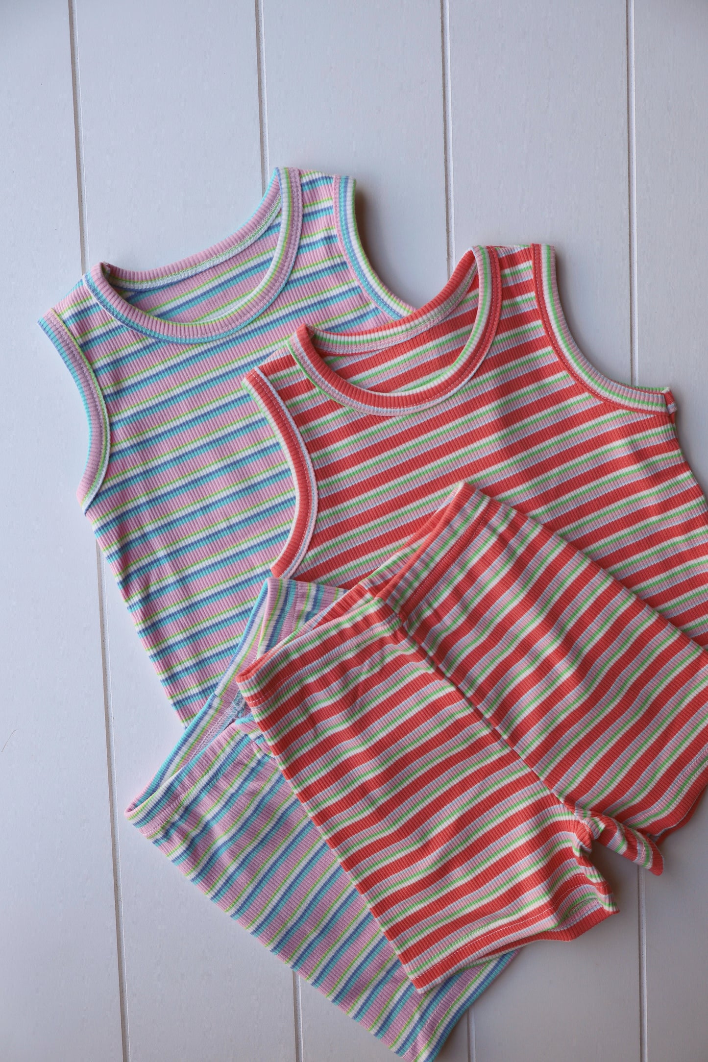 Stripe Biker Short Set