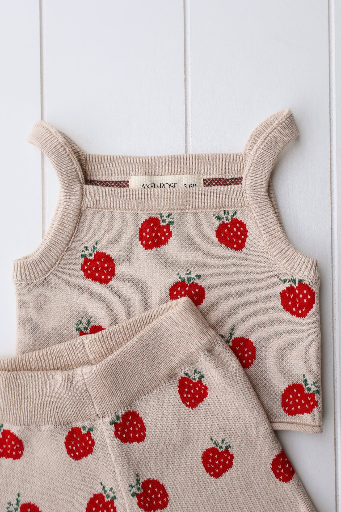 Spring Knit Strawberry Two Piece Set