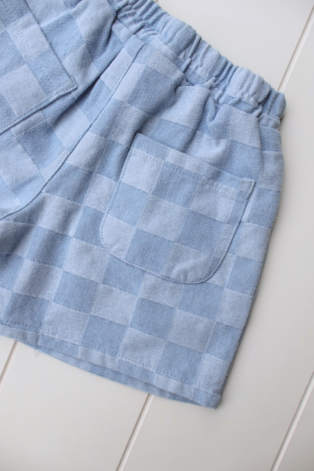 Checker Denim Shorts