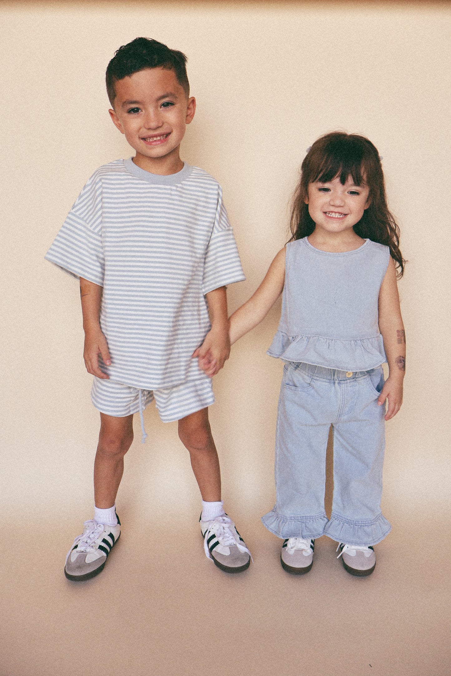 Denim Flare Ruffle Pants (slight discoloration)