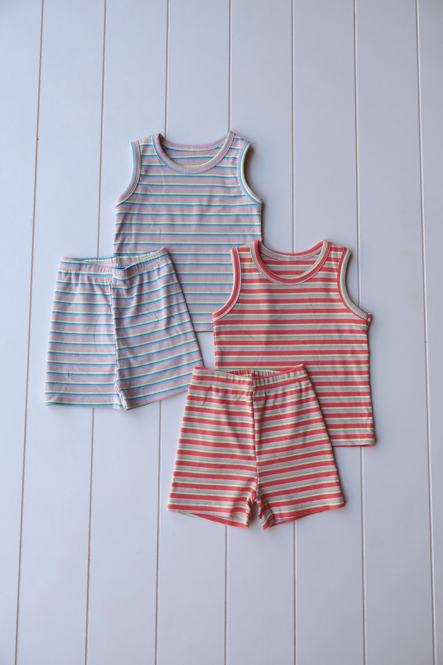 Stripe Biker Short Set
