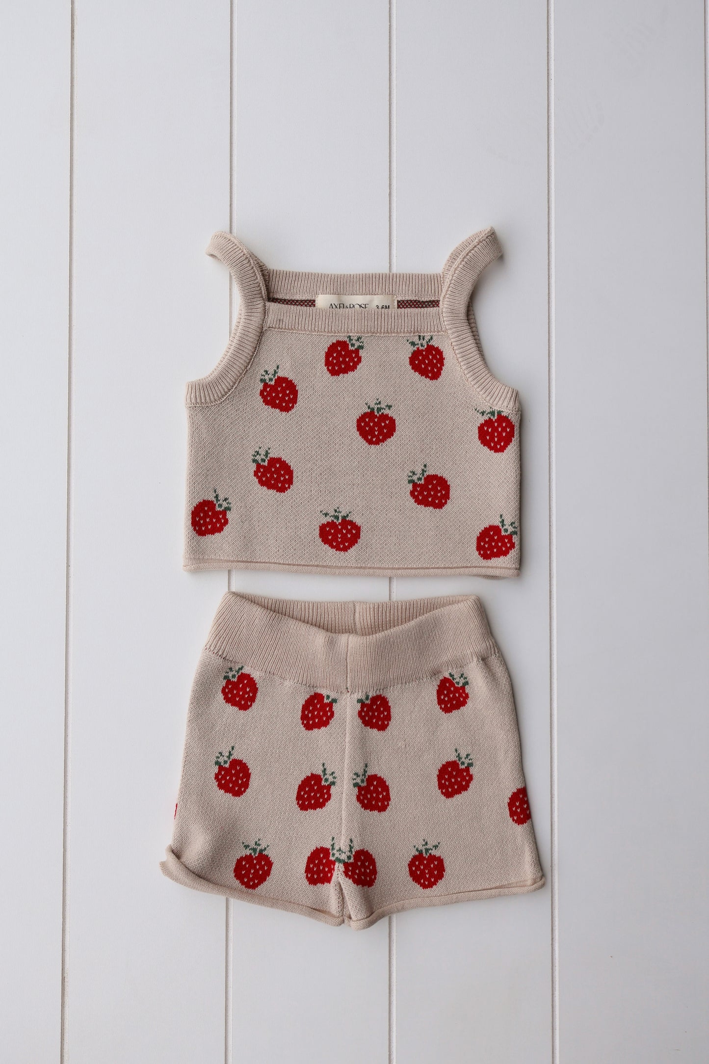 Spring Knit Strawberry Two Piece Set