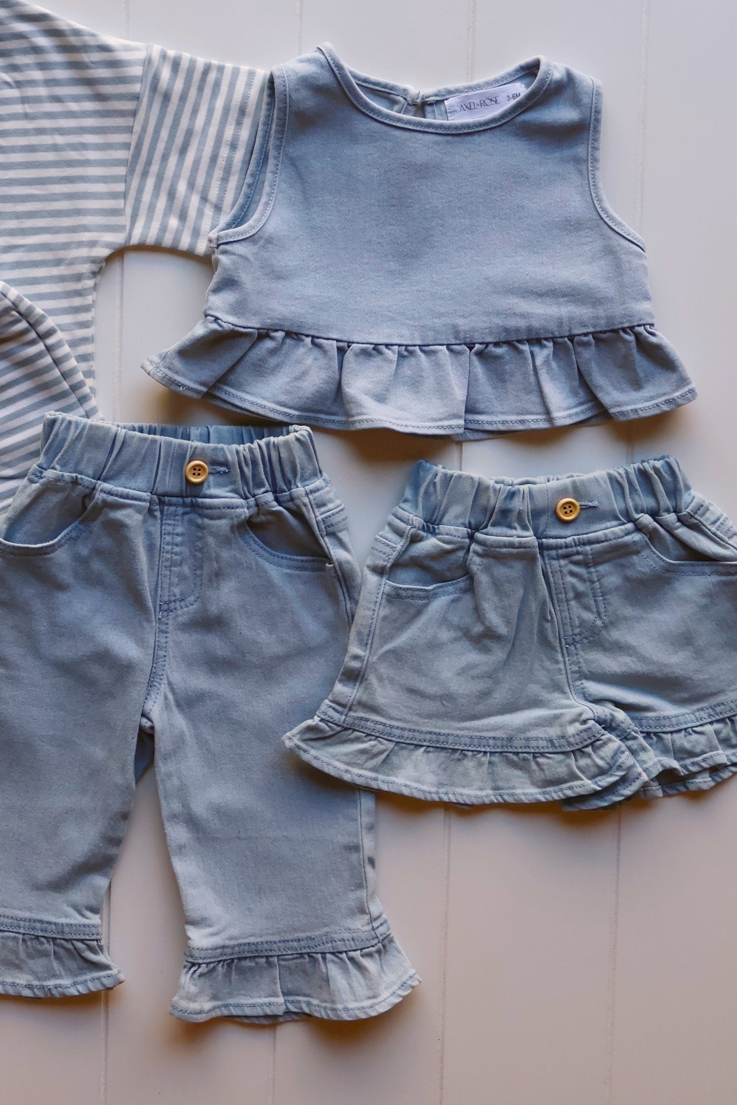 Three Piece Denim Set (slight discoloration)