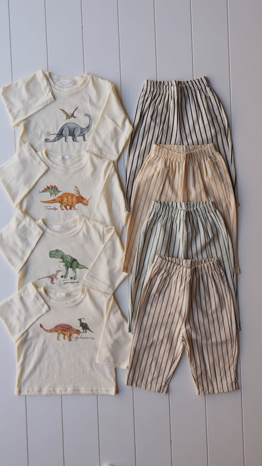 Dino Pin Stripe Pant Set