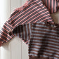 Blue/Brown + Pink Stripe Crew Neck
