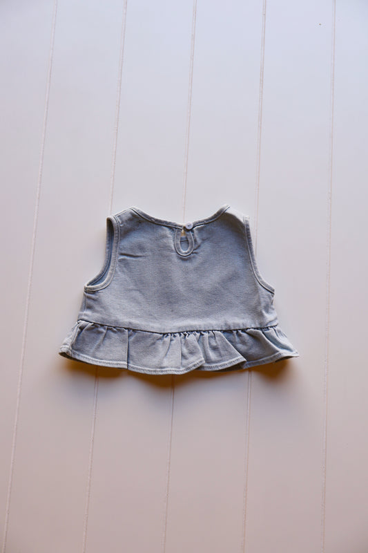 Denim Ruffle Top