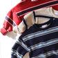 Red, Ivory, Navy Stripe Crew Neck
