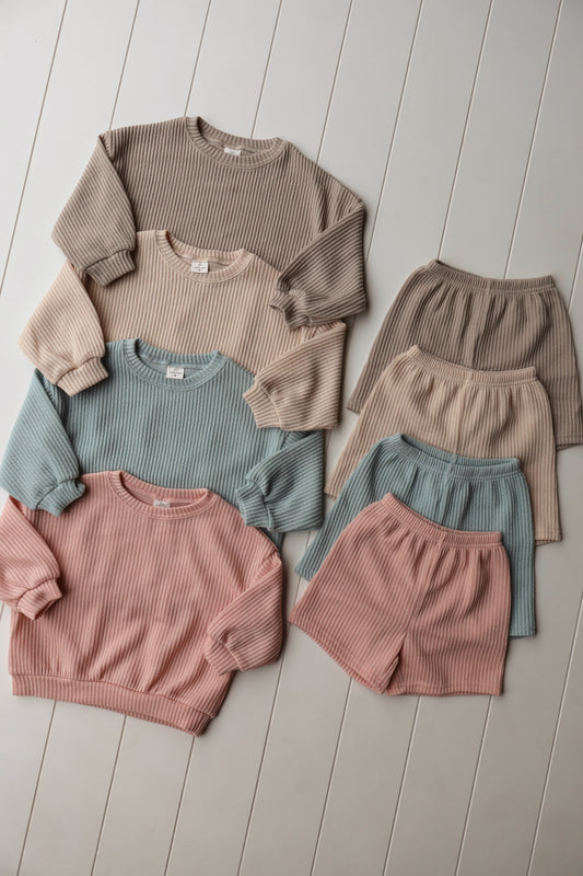 Fall Ribbed Short Set
