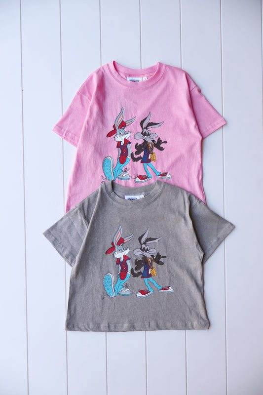 Looney Tunes Tee Pink and Grey