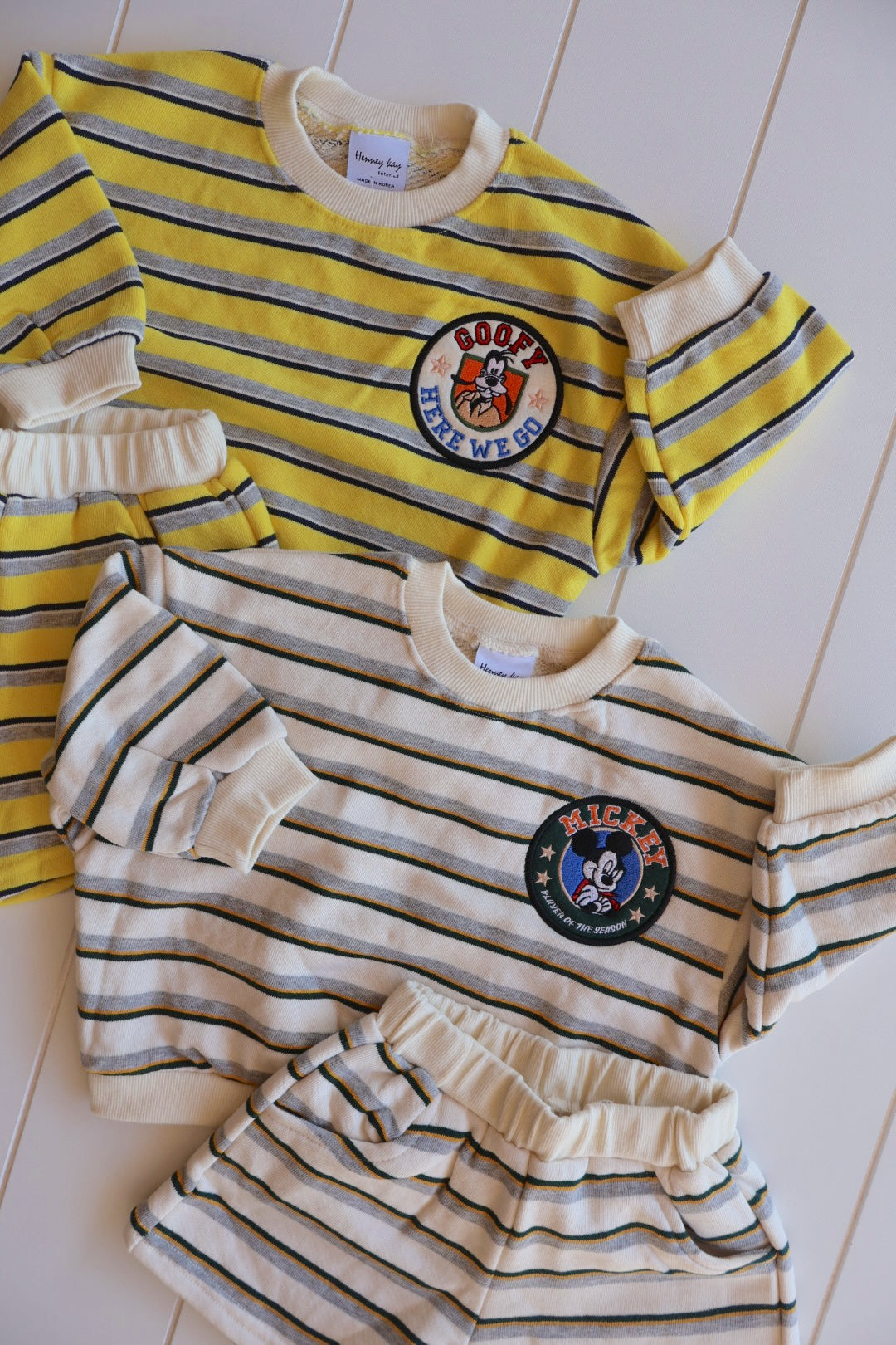 Mickey Stripe Embroidered Sweat Short Set