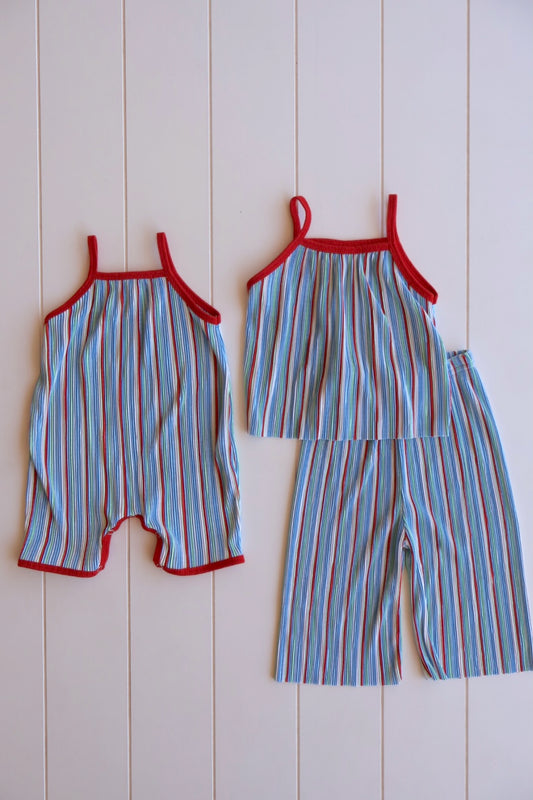 Red,White,Blue Stripe Set/Romper