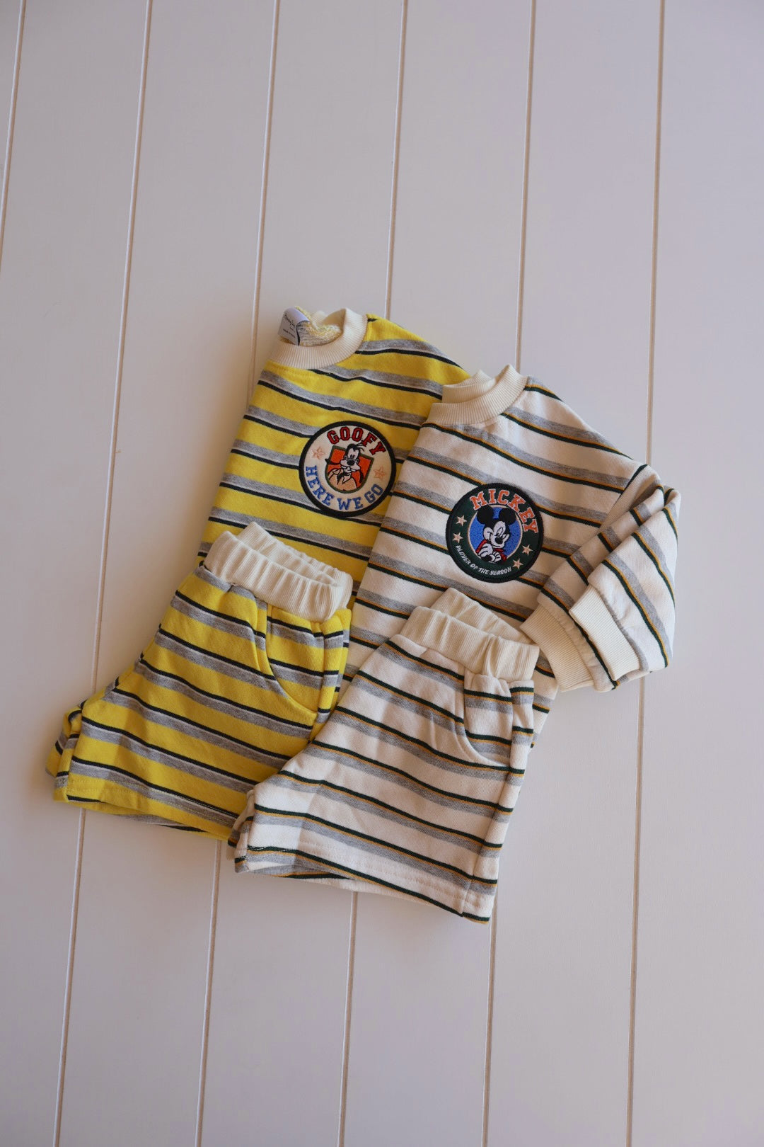 Mickey Stripe Embroidered Sweat Short Set