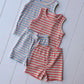 Stripe Biker Short Set