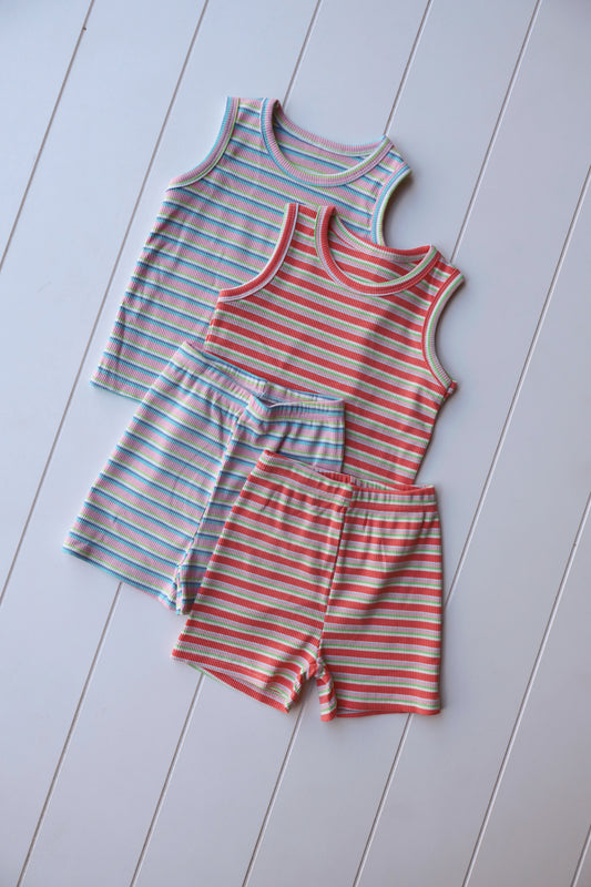 Stripe Biker Short Set