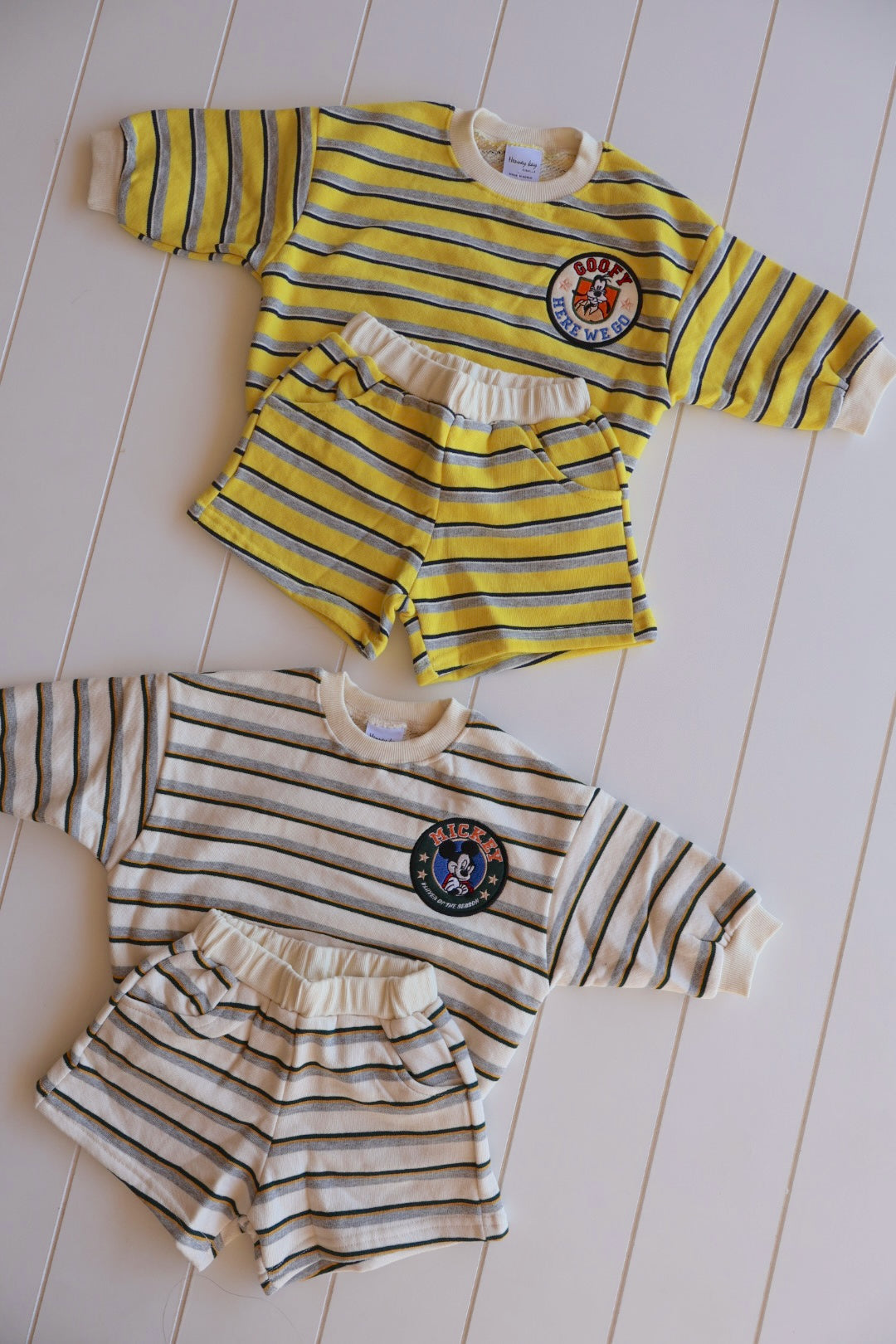 Mickey Stripe Embroidered Sweat Short Set