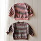 Blue/Brown + Pink Stripe Crew Neck