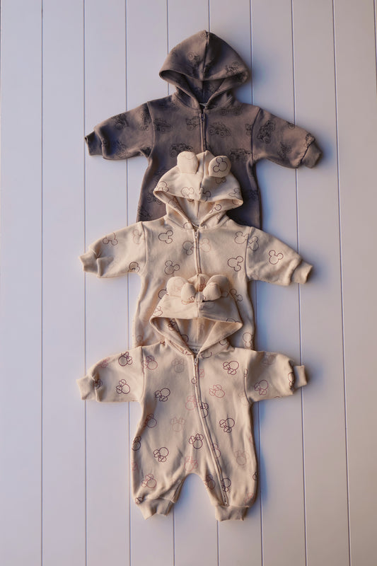 Printed Zip Hooded Jumpsuit