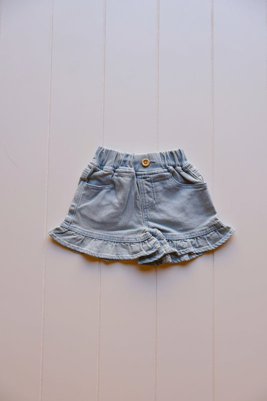 Denim Ruffle Shorts